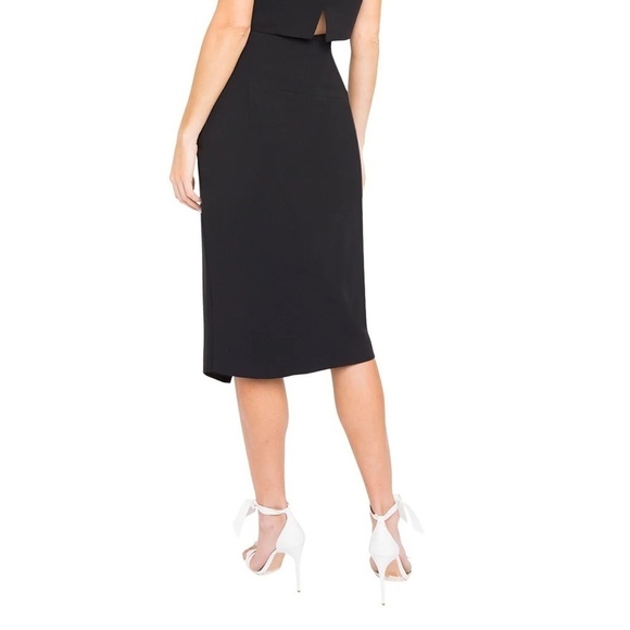 Black Halo Juma Black Asymmetrical Faux Wrap Pencil Tailored Skirt size 0 fits S - Picture 7 of 15
